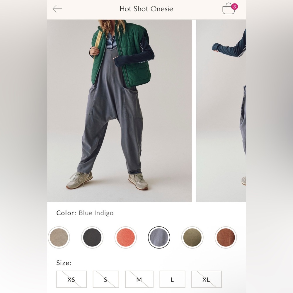 NWT Free People FP Movement Hot Shot Onesie - blue indigo navy blue grey - m - Picture 6 of 8